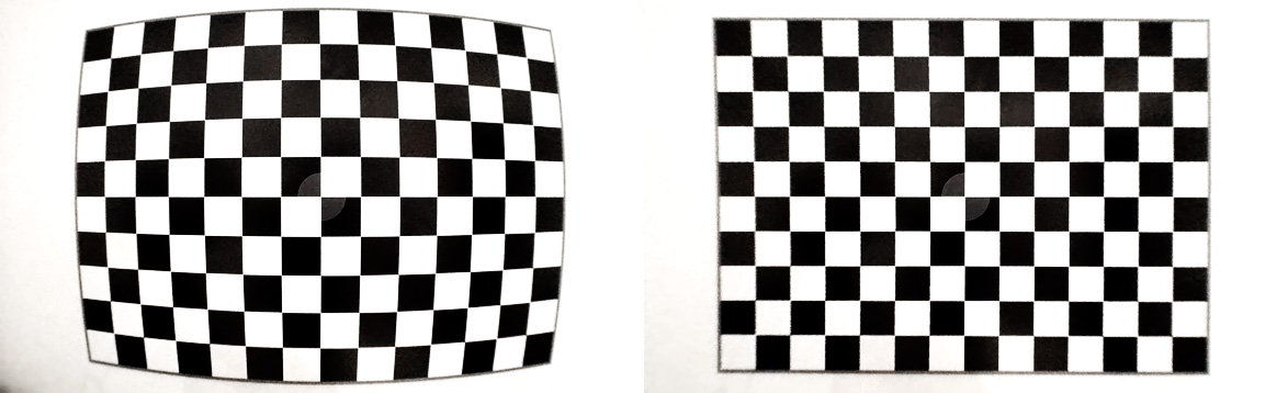 Before and after distortion correction